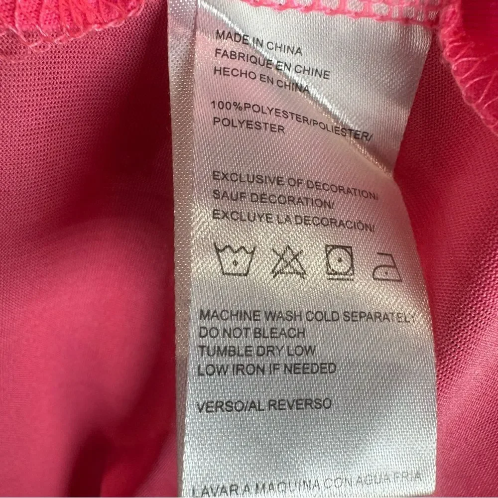 Bright neon pink netted back swim coverup or mini dress size small